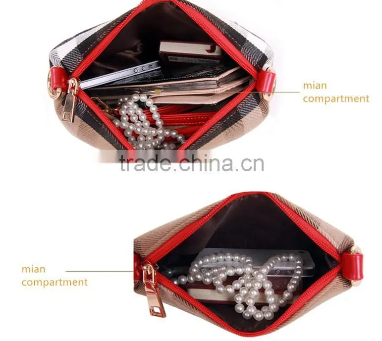 2015 Winter Trendy England Checks Lady's Canvas Handbag Set