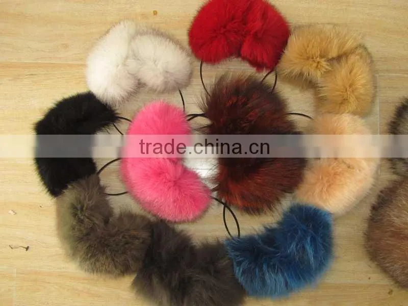 multy color warm fox fur hat earmuffs