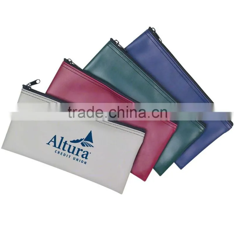 Nylon Zipper Pouch Bank Bag w/ Key Ring