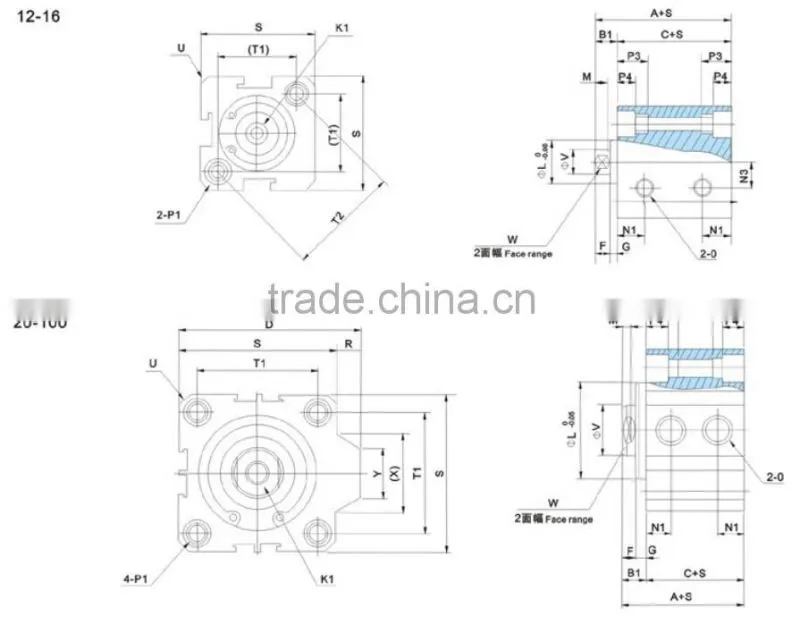 Compact Pneumatic Cylinder SDA40*20