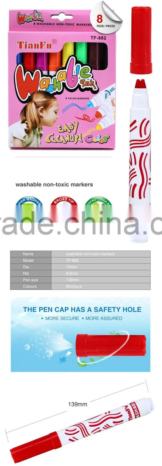 Multi-color ink washable magic non-toxic water color pen