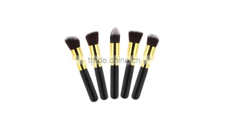 Factory Supply 10pcs Soft Hair Golden+Black Handle Makeup Brush Set Foundation Powder Eyeshadow brush kit tools