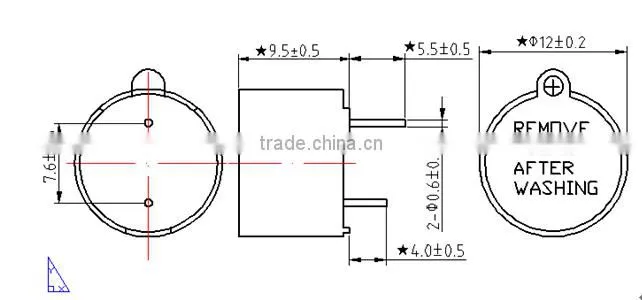 FBPB1295 12v active magnetic buzzer ac hot sales motor siren buzzer with wire (FBELE)