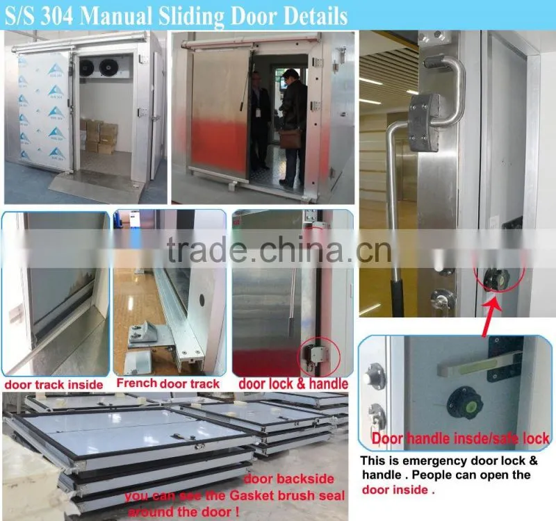 stainless steel manual sliding door for cold room