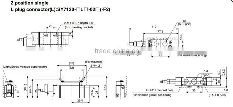 SY7420-5LZD-02 5 Way 3 Position Solenoid Valve-SMC Solenoid Valve