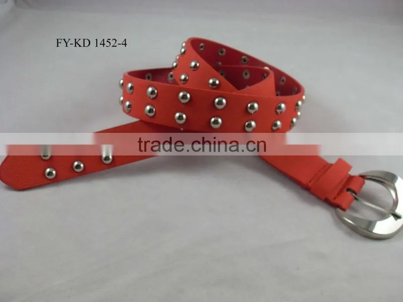 2.5cm red rivet metal studded belt