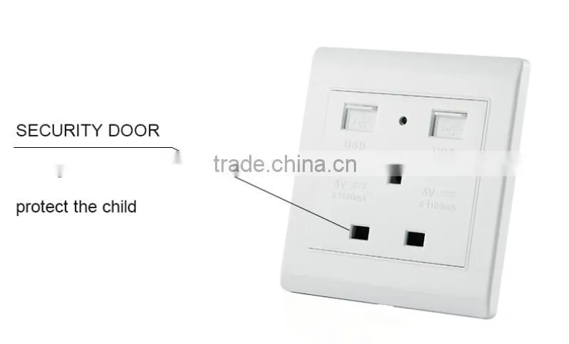 Free Sample UK Standard Double USB Charge Socket USB Outlet Port