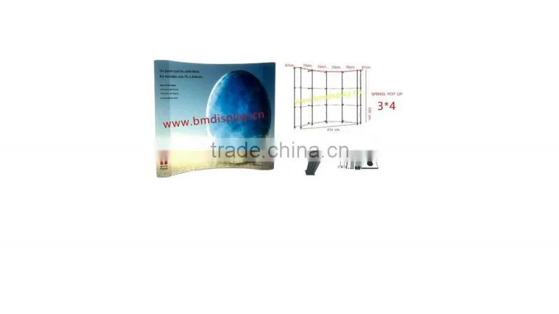 trade show spring pop up display screen, pop up wall backdrop stand