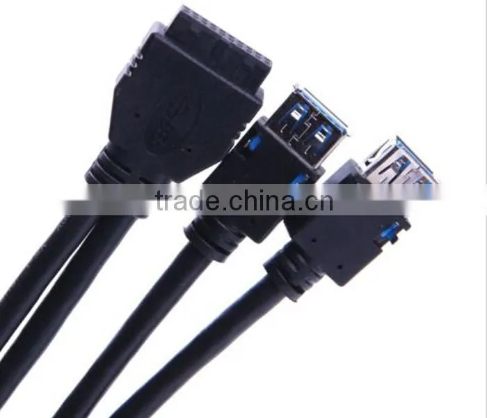 High quality 19pin or 20 pin hearder to usb 2.0 &usb 3.0 female panel mounted cable with audio port