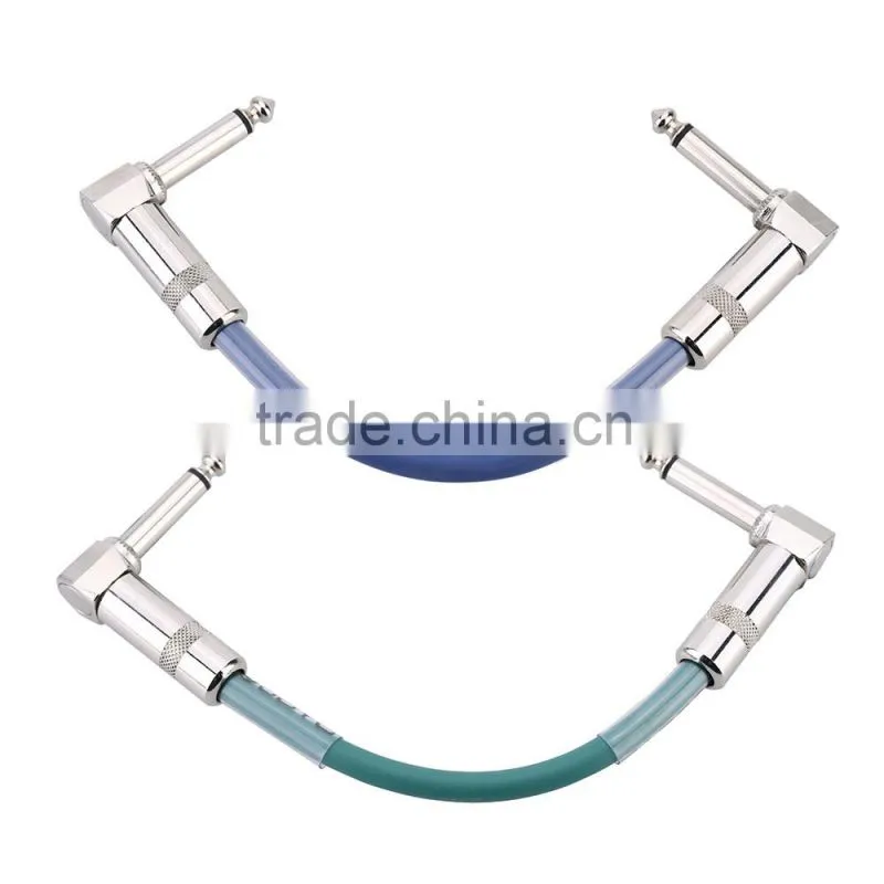 2pcs Colorful Guitar Cables with 1/4 Inch 6.35mm Right Angle Plug Connect Effect Pedal for Electric Guitar