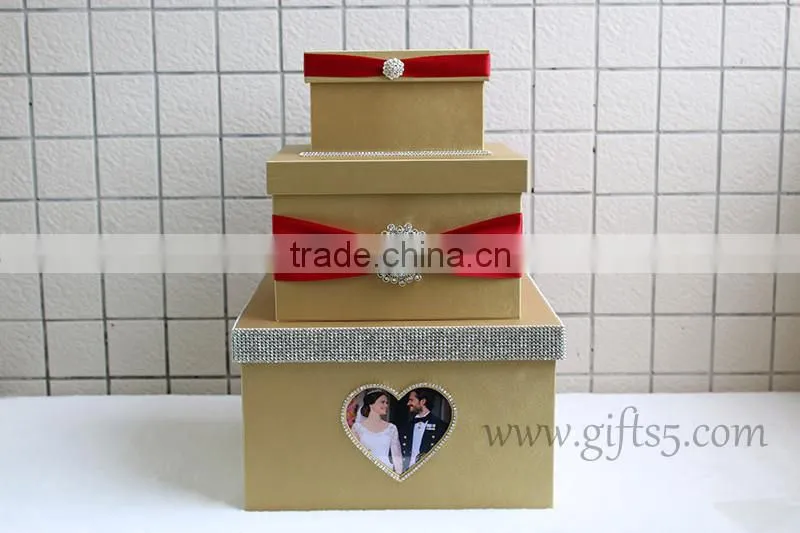 Excellent gold wedding keepsake box large wedding card boxes in handmade