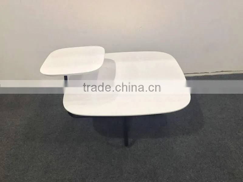 New arrival two layer square matt white painting side coffee table