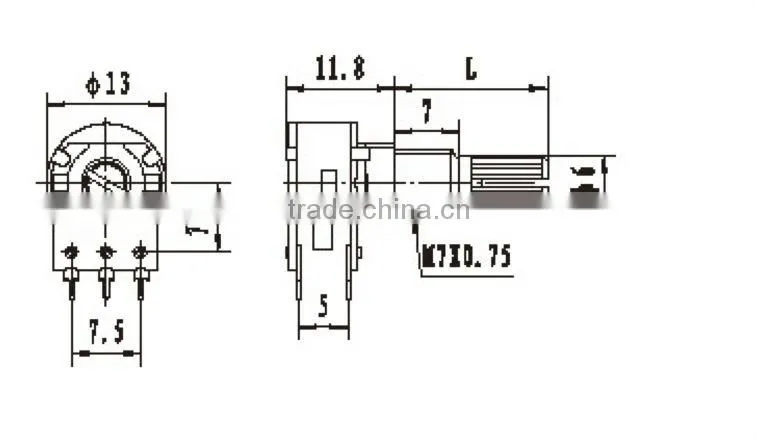rotary carbon composition dual-layer potentiometer with switch
