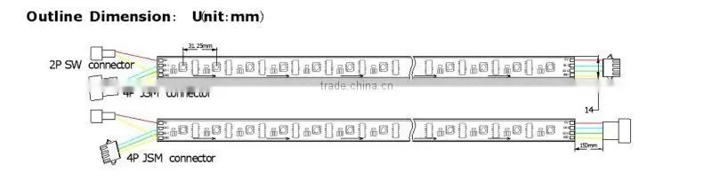 5050 smd rgb led strip ws2801 5VDC addressable