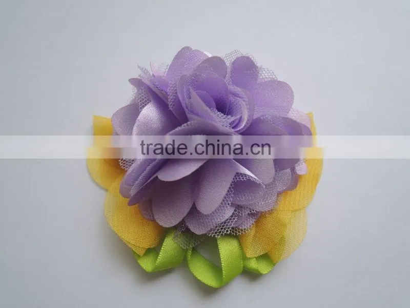 Supply Decorative Handmade Satin Ribbon Flowers giant layer trim flower hat and garment accessories