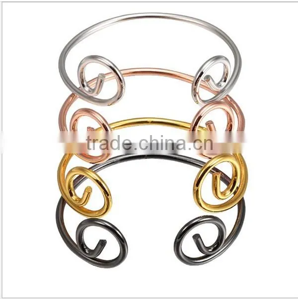 Wholesale Unisex Magnetic Rose Gold Open Bangle Jewelry Straitjacket Bracelet for Women