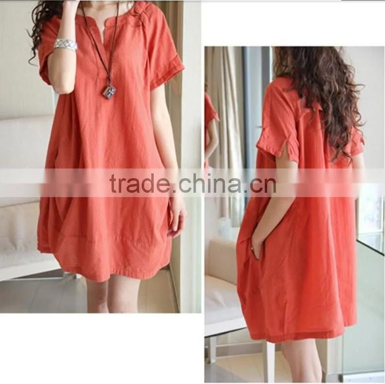 Cotton Linen V-neck Formal Casual Pregnancy Clothing Summer Plus Size