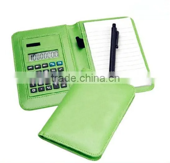Mini calculator with leather covecr notepad