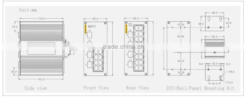 Tunnel Traffic 4x1000M FX(SFP Slot) to 8x10/100MBase TX PoE Gigabit Managed Industrial Ethernet Switch Broadcom progr