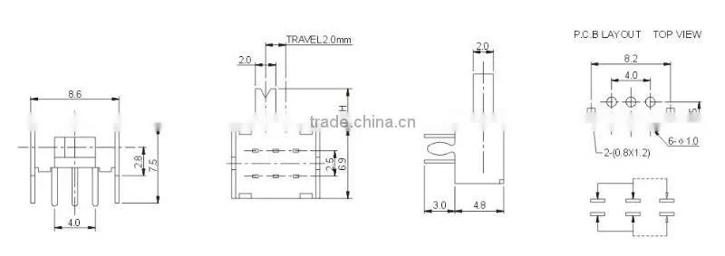 Sk-22D13(2P2T) 2p2t mini slide switch