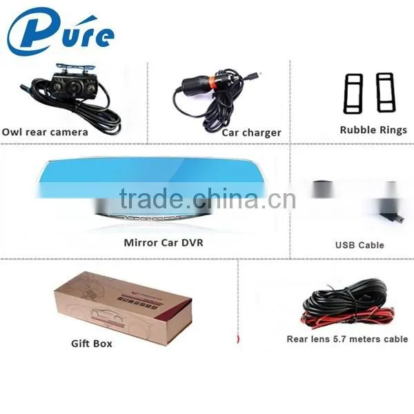 Dual Lens Rear View Mirror Recorder Dual Lens Vehicle Car Camera DVR Video Recorder G-Sensor Car Camera FHD Recorder