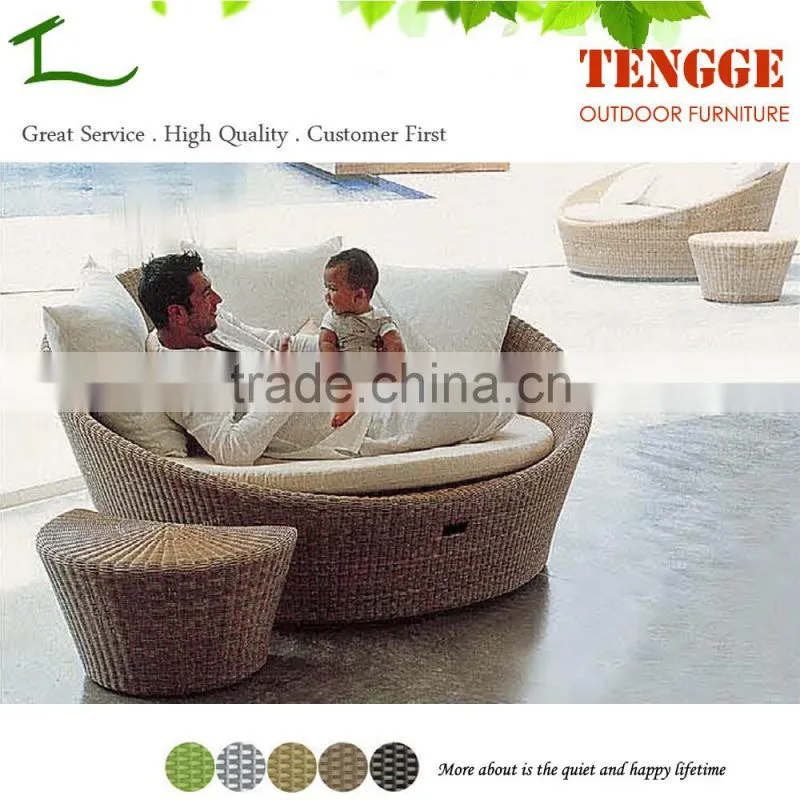 YH-8001 Home sick rattan furniture round sun bed