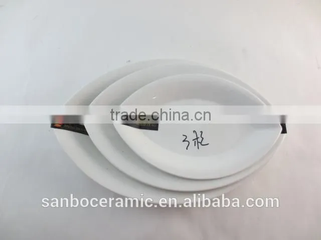 Good Quality Wholesale White Porcelain Dinner Plate Set withOlive-Shaped