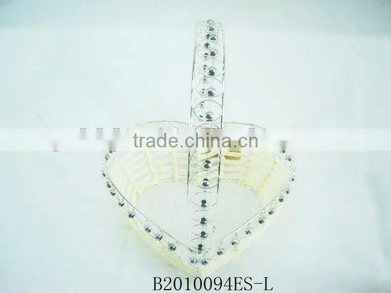 Silver metal wire and paper rope rectangle fruit storage basketry