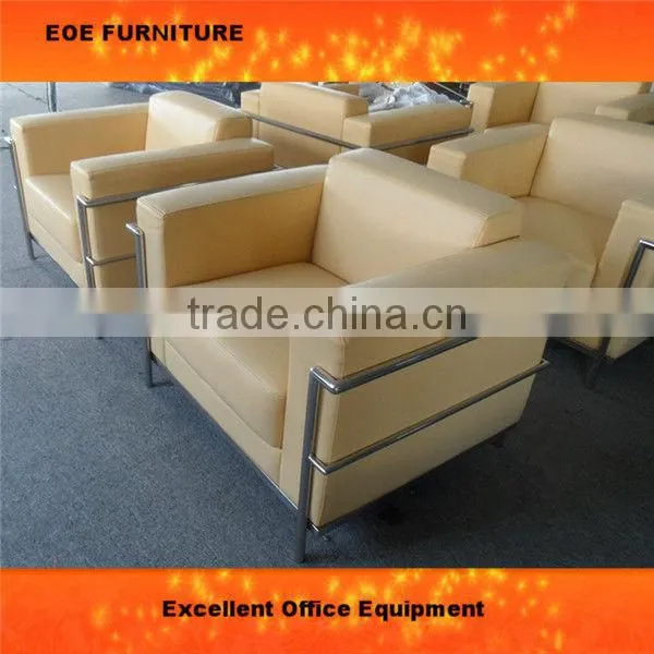 Brown leather single seat sofa