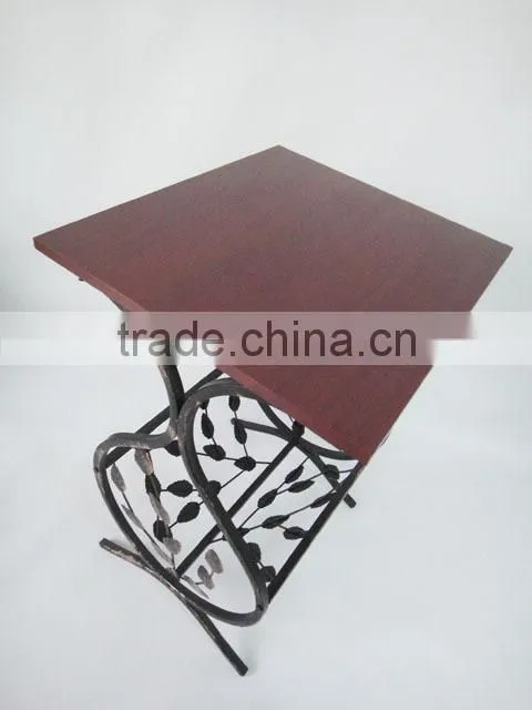 New Metal Leaf Design magazine table tempered wooden top coffee table
