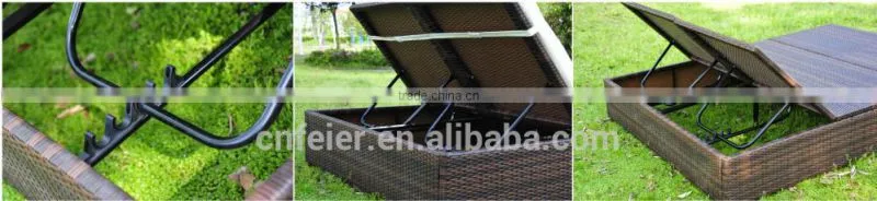 plastic sun lounger chair with colorful cushions
