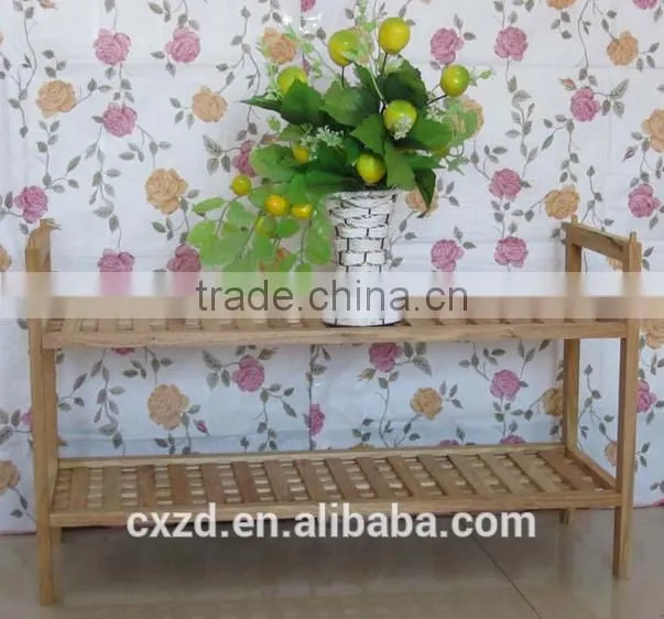 cheap fashion design two-tier walnut shoe rack