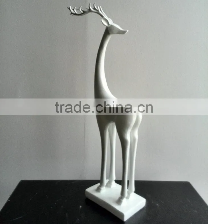 Resin white reindeer statue