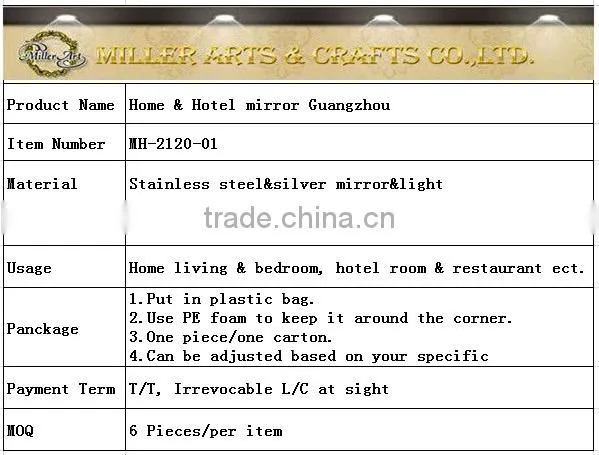 Stainless steel framed mirror with light MH-2120-01