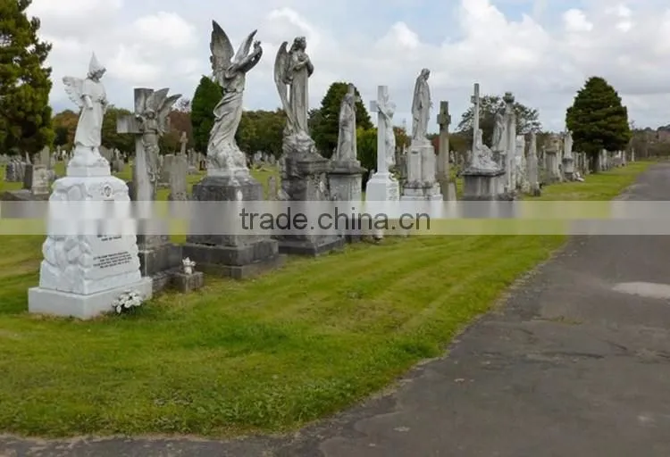 outdoor decoration marble life size stone angel statues for cemetery