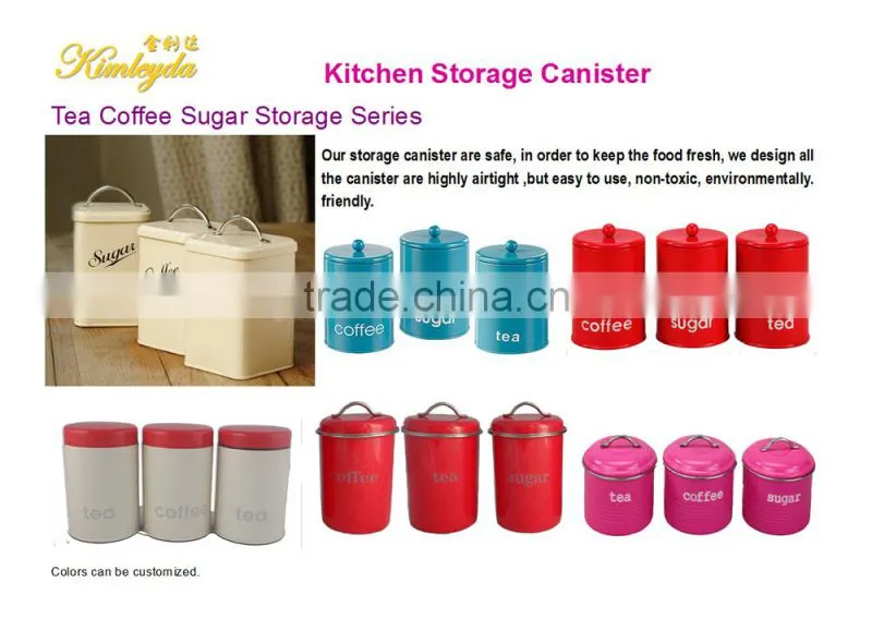 Set of 5 Tin Kitchen Canisters