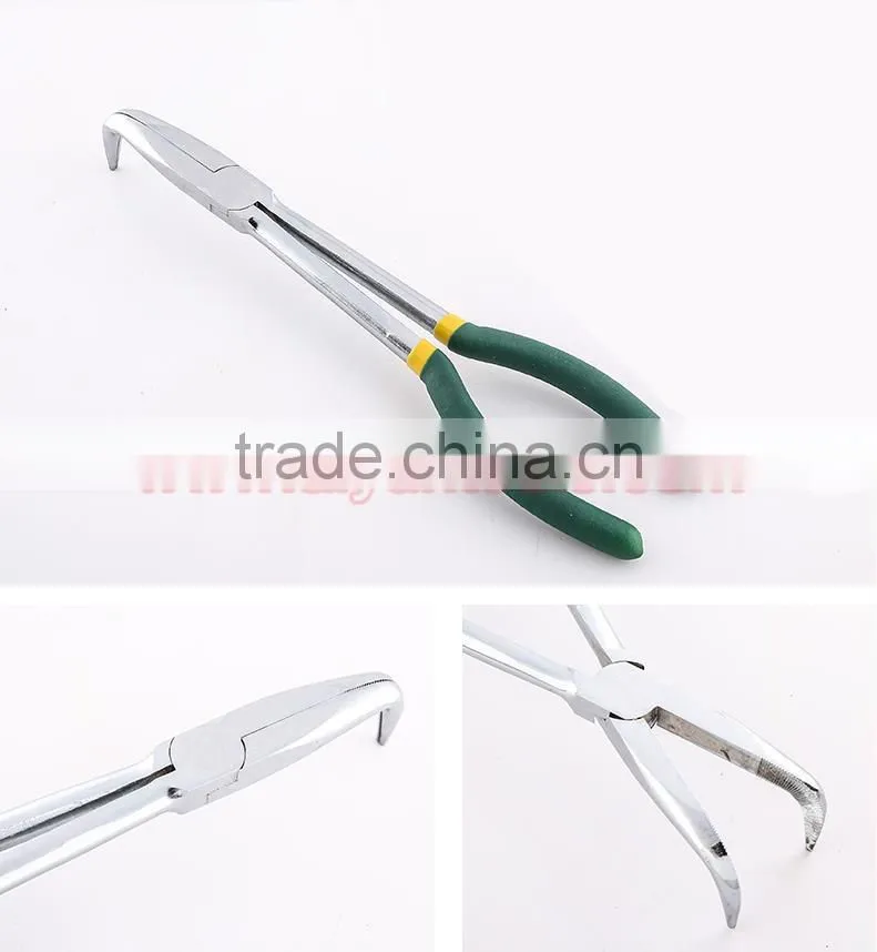 11" 280mm Auto Pliers Carry Pouch Auto Pliers Long Reach 45-Degree Bent Long Nose Pliers