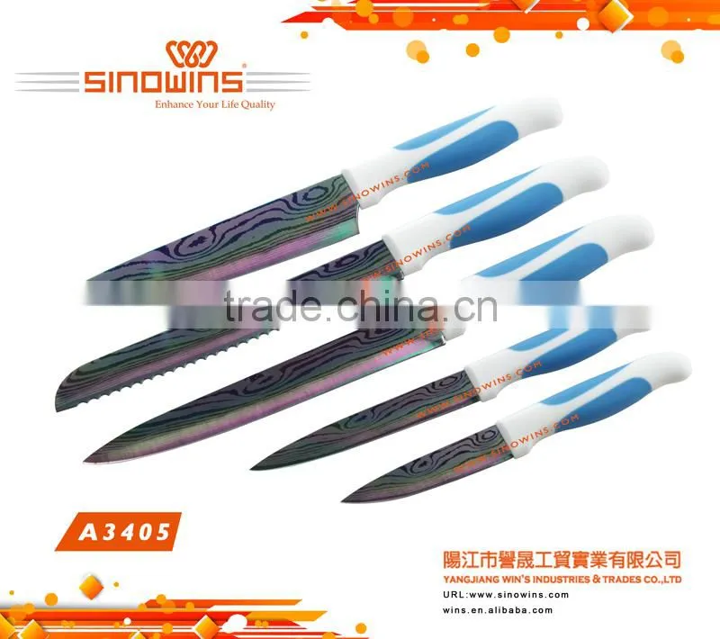 New Design Colorful Blade Stainless Steel Kitchen Knife Set