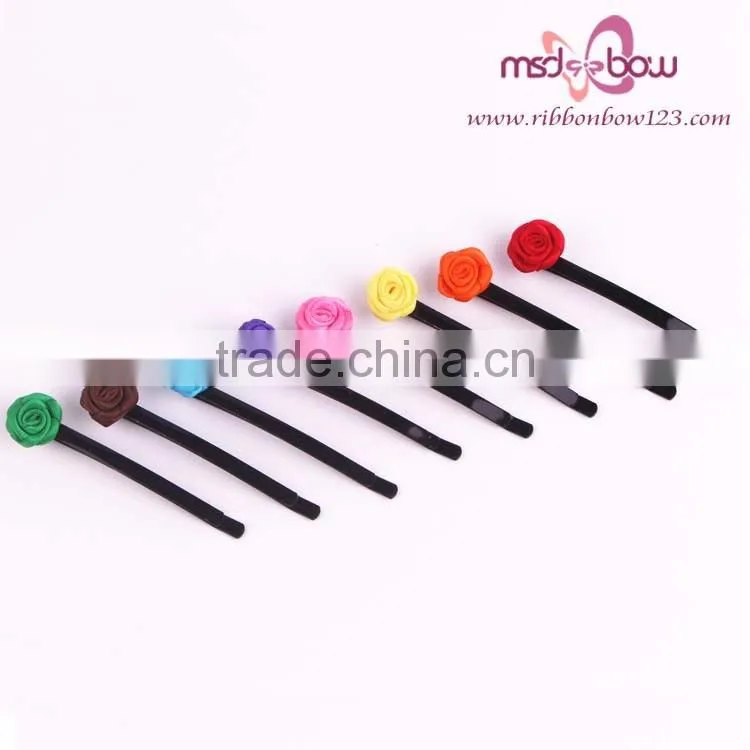 Wholesale Hair Accessories Satin Rose Hair Clip Design for Kids, Flower Hair Cilp
