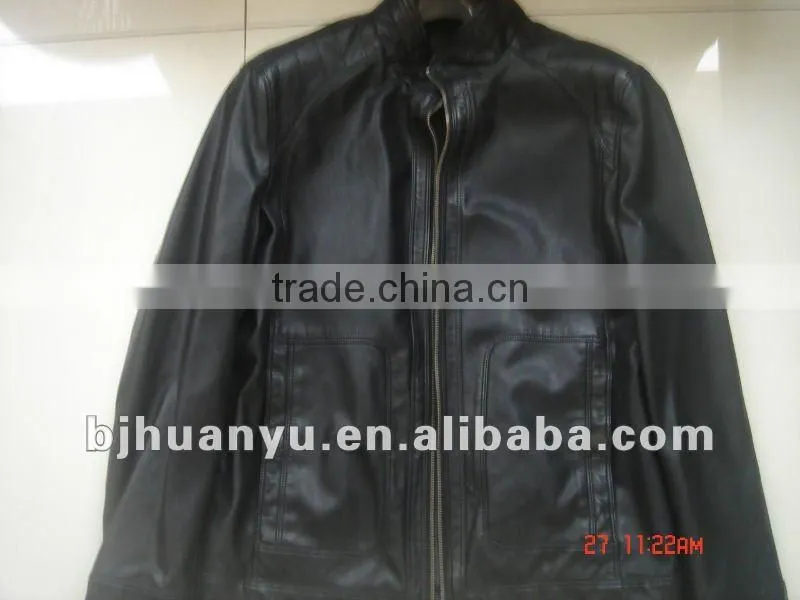 Man casual black PU Jacket 2015,, Men Jacket