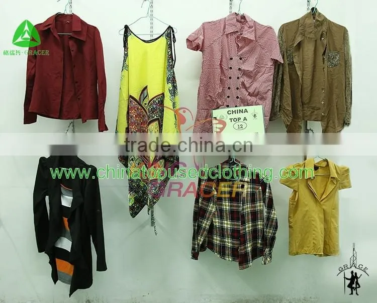 Japan style Branded Ladies Cotton Blouse Used Clothes In Bales Price
