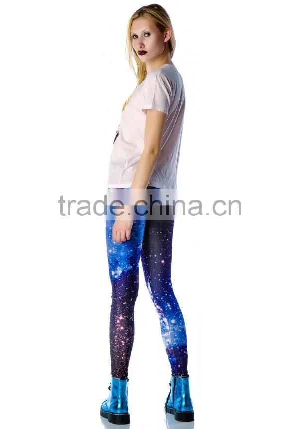 Fashion Woman Galaxy Leggings Space Printed Galaxy Pants Plus Size
