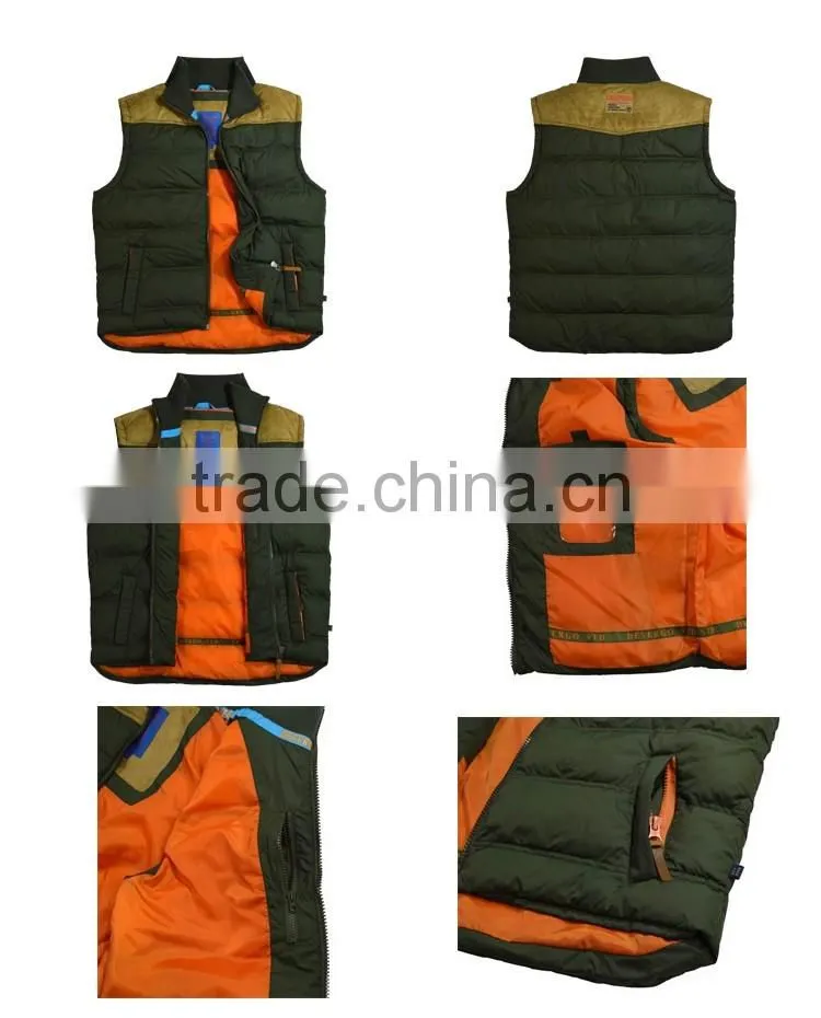 Newest Design Green Man Winter Vest Nylon Waistcoat For Men