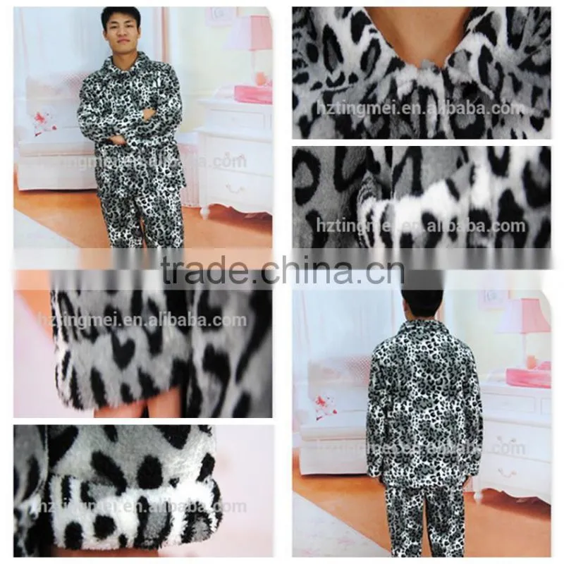 Hot selling man Leopard printed pajamas suit made in china