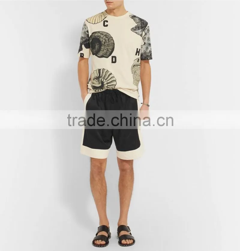 High Quality White and Black Satin Gym Training Sports Shorts for Mens