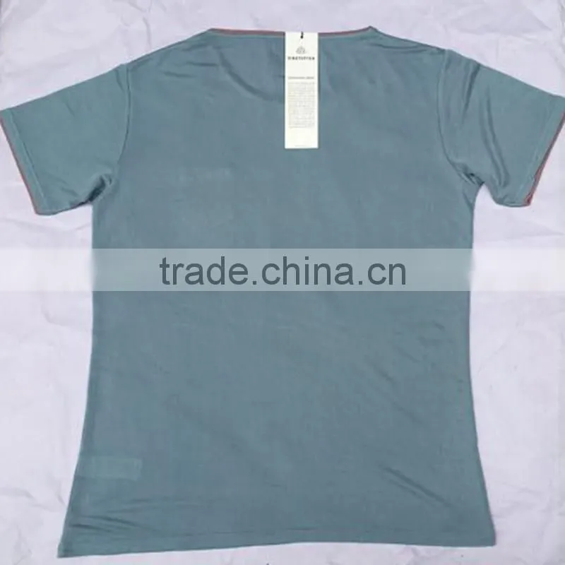 2018 Blue Men's Single Chest Pokcet Double Collar T Shirts
