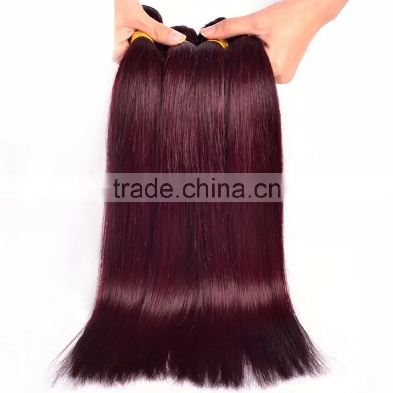 Peruvian Virgin Hair 4 Bundles Deals 99J Wine Red Straight Hair 100% Human Hair Weft Weaves Pure Color