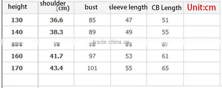 unisex fleece children jackets for height 130-170cm
