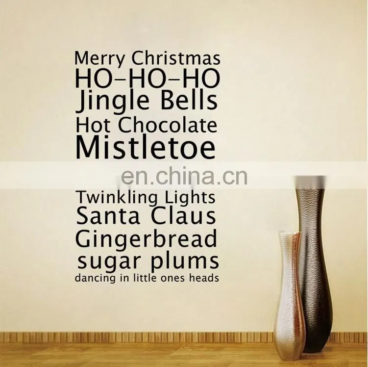 Merry Christmas English Blessing Wall Glass Decor Stickers