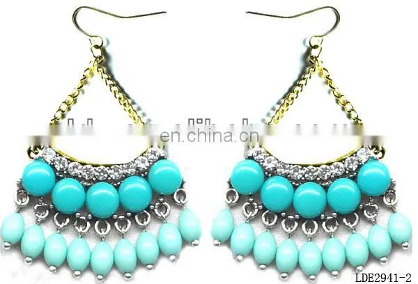 Brife light blue mint fan bubble teardrop adult women earrings